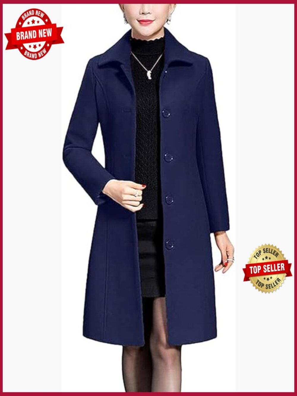 Wool Blend Trench Coat Winter Long Thick Overcoat Walker Coat